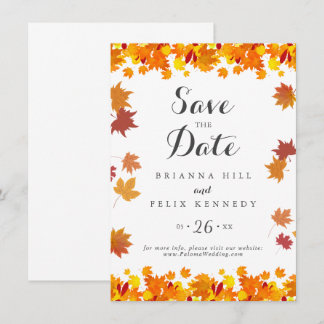 Rustic Autumn Leaves Wedding Save The Date