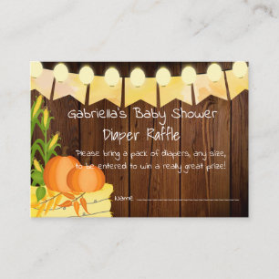 Rustic Autumn Little Pumpkin Diaper Raffle Ticket Enclosure Card
