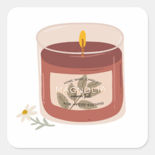Rustic Autumn Magnolia Candle Square Sticker