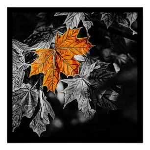 Rustic Autumn Maple Leaf Poster