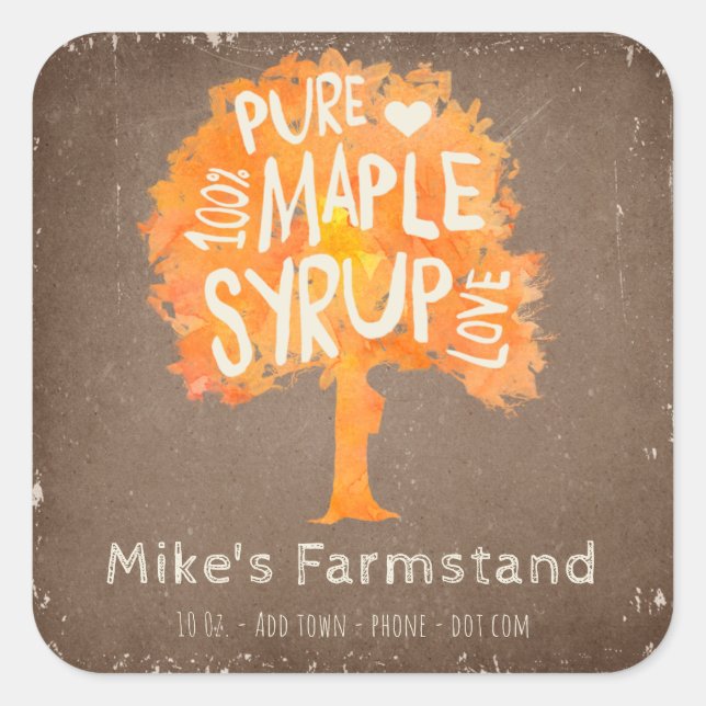 Rustic Autumn Maple Syrup Bottle Template Label (Front)