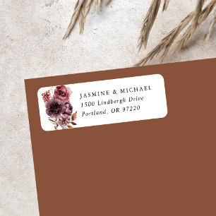 Rustic Autumn Marsala Floral Return Address