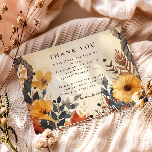 Rustic Autumn Meadow Bridal Shower Thank You Card (Creator Uploaded)