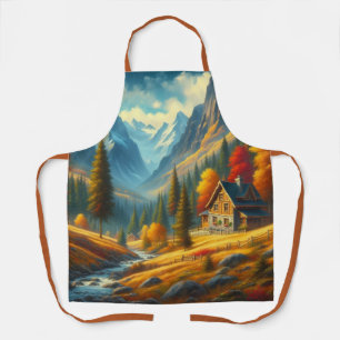 Rustic, Autumn mountain cottage & river Apron