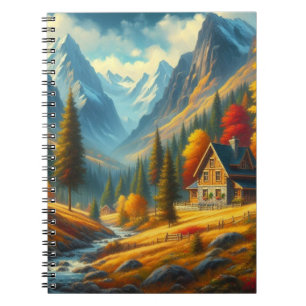 Rustic, Autumn mountain cottage & river Notebook