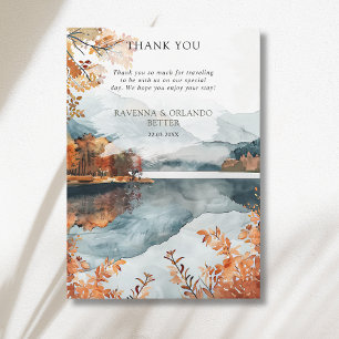 Rustic Autumn Mountain Lake Fall Thank You Card