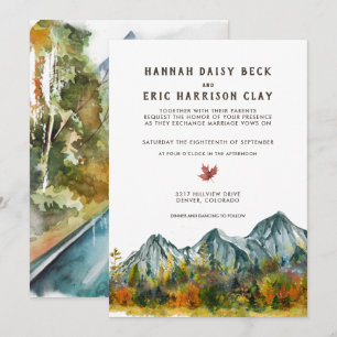 Rustic Autumn Mountain Wedding Invitation