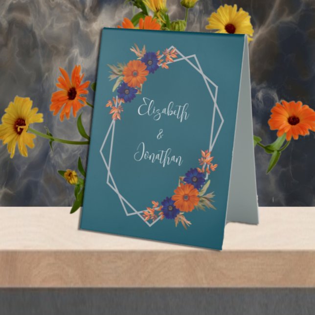 Rustic Autumn Orange Navy Blue Floral Wedding (Creator Uploaded)