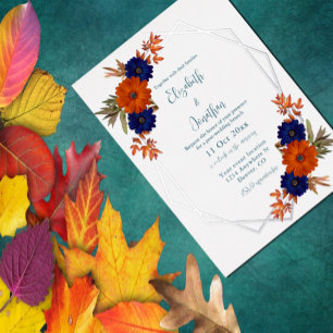 Rustic Autumn Orange Navy Blue Post-Wedding Brunch