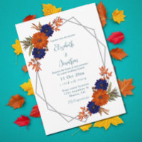 Rustic Autumn Orange Navy Blue Post-Wedding Brunch