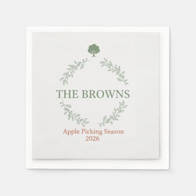 Rustic Autumn Orchard Apple Picking Picnic Napkins (Front)