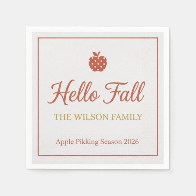 Rustic Autumn Orchard Apple Picking Picnic Napkins (Front)
