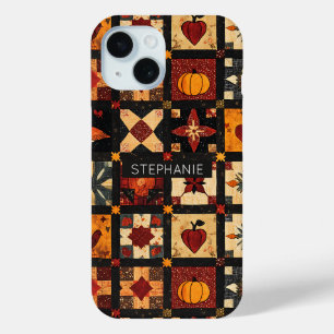 Rustic Autumn Patchwork Quilt Pattern Farmhouse iPhone 15 Case