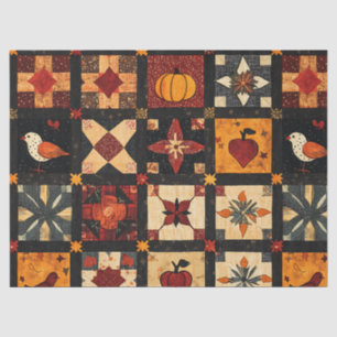 Rustic Autumn Patchwork Quilt Pattern   Farmhouse Tissue Paper