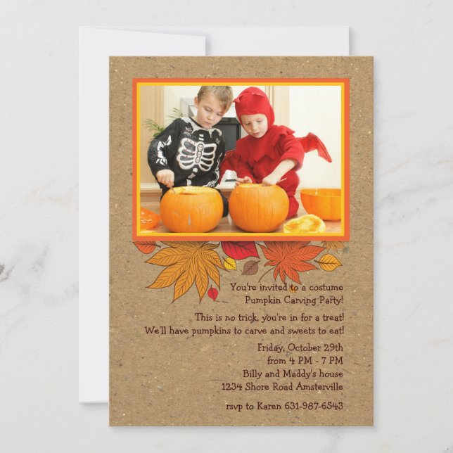 Rustic Autumn Photo Halloween Invitation (Front)