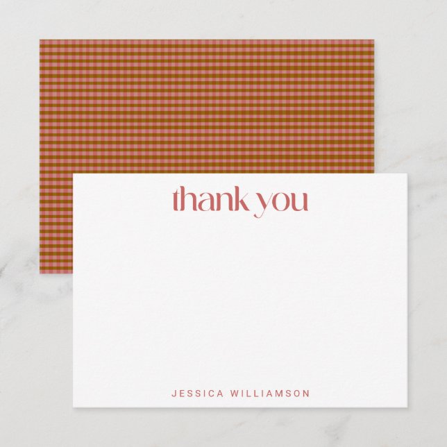 Rustic Autumn Plaid Geometric Custom Bridal Shower Thank You Card (Front/Back)
