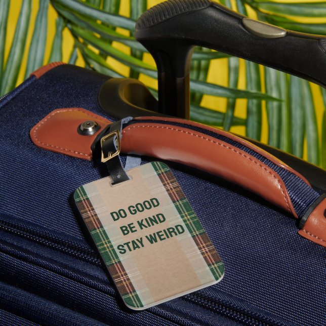 Rustic Autumn Plaid Luggage Tag (Front Insitu 1)