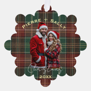Rustic Autumn Plaid Tree Decoration Card
