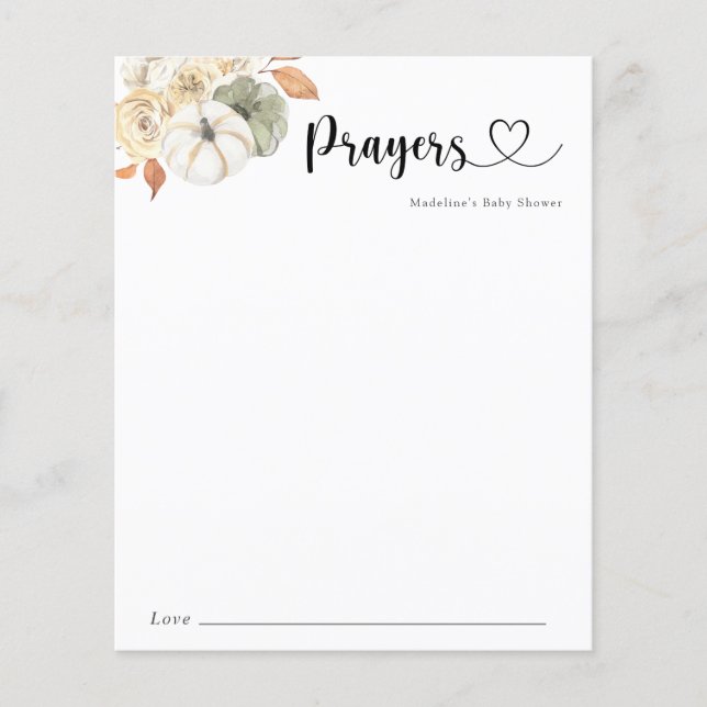Rustic Autumn Prayers for Baby Card (Front)