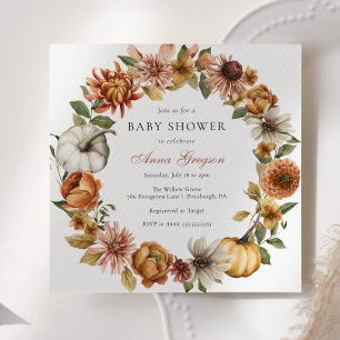 Rustic Autumn Pumpkin Baby Shower Invitation