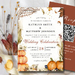 Rustic Autumn Pumpkin Botanical Fall Wedding QR Invitation<br><div class="desc">Fall In Love Rustic Pumpkin Botanical Autumn Fall Wedding Invitation Card with QR code. Celebrate your special day with this elegant and beautiful wedding invitation card to beautify your special occasion. All the texts are pre-arranged for you to personalise easily and quickly with your own details.</div>