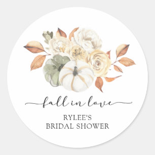 Rustic Autumn Pumpkin Bridal Shower Classic Round Sticker