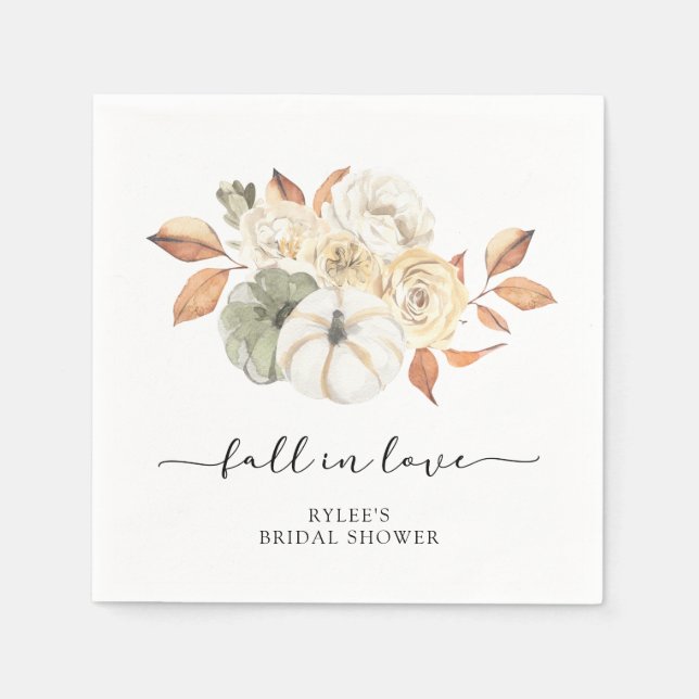 Rustic Autumn Pumpkin Bridal Shower Napkin (Front)