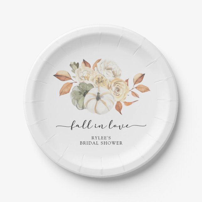 Rustic Autumn Pumpkin Bridal Shower Paper Plate (Front)