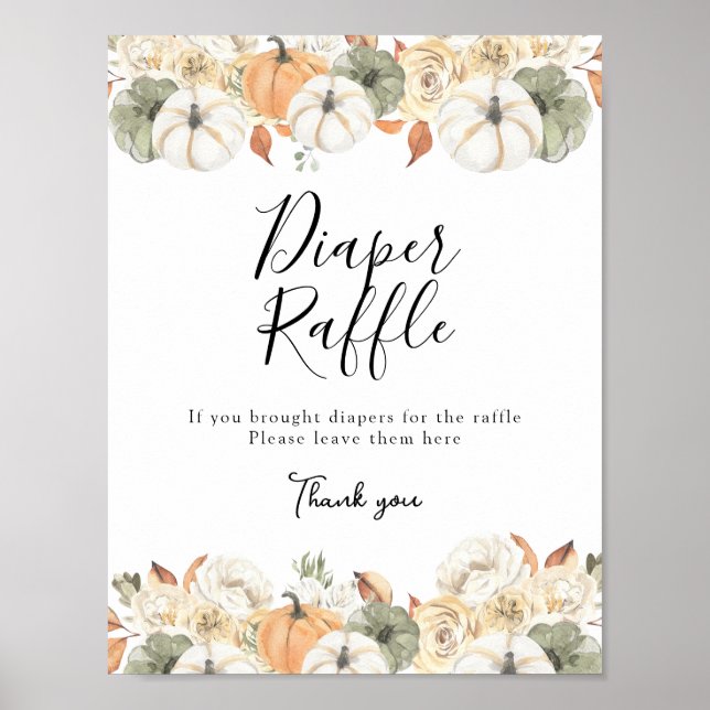Rustic Autumn Pumpkin Diaper Raffle Sign (Front)