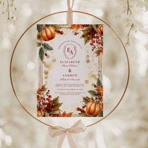 Rustic Autumn Pumpkin Fall Wedding Invitation