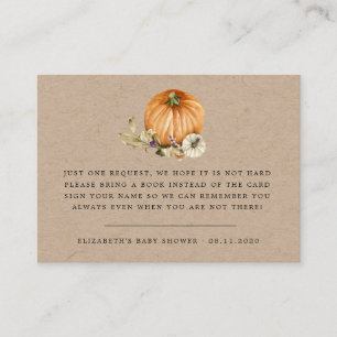 rustic autumn pumpkin floral baby shower enclosure card