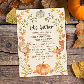 Rustic Autumn Pumpkin Friendsgiving Dinner Invitation