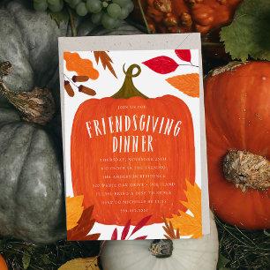 Rustic Autumn Pumpkin Friendsgiving Dinner Invitation