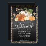 Rustic Autumn Pumpkin Glitter Wedding Invitation<br><div class="desc">Watercolor pumpkins with glitter elements. Elegant script wedding invitations. Fall celebrations.</div>