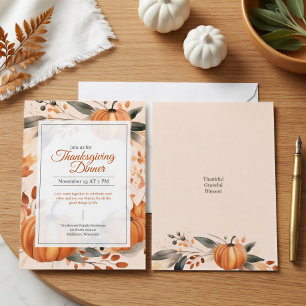 Rustic Autumn Pumpkin Harvest Thanksgiving Invitation