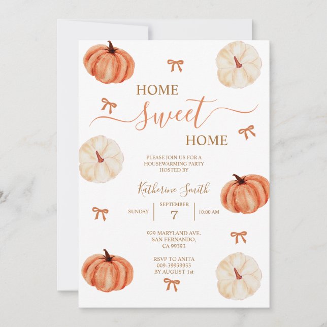 Rustic Autumn Pumpkin Housewarming Party Invitation (Front)