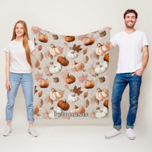 Rustic Autumn Pumpkins & Fall Leaves (2) Fleece Blanket