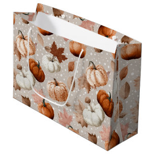 Rustic Autumn Pumpkins & Fall Leaves (2) Large Gift Bag