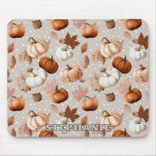 Rustic Autumn Pumpkins & Fall Leaves (2) Mouse Mat