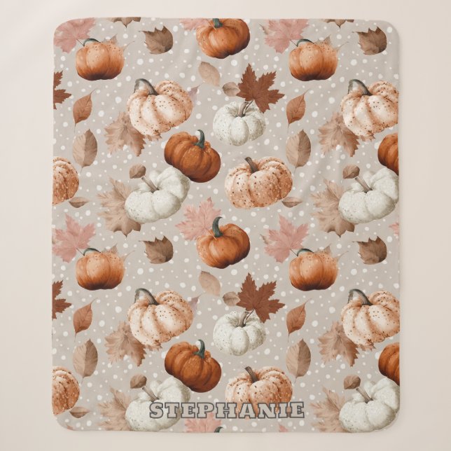 Rustic Autumn Pumpkins & Fall Leaves (2) Sherpa Blanket (Front)