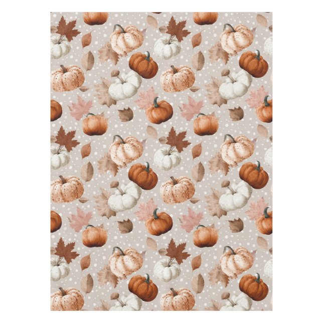Rustic Autumn Pumpkins & Fall Leaves (2) Tablecloth (Front)