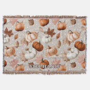 Rustic Autumn Pumpkins & Fall Leaves (2) Throw Blanket
