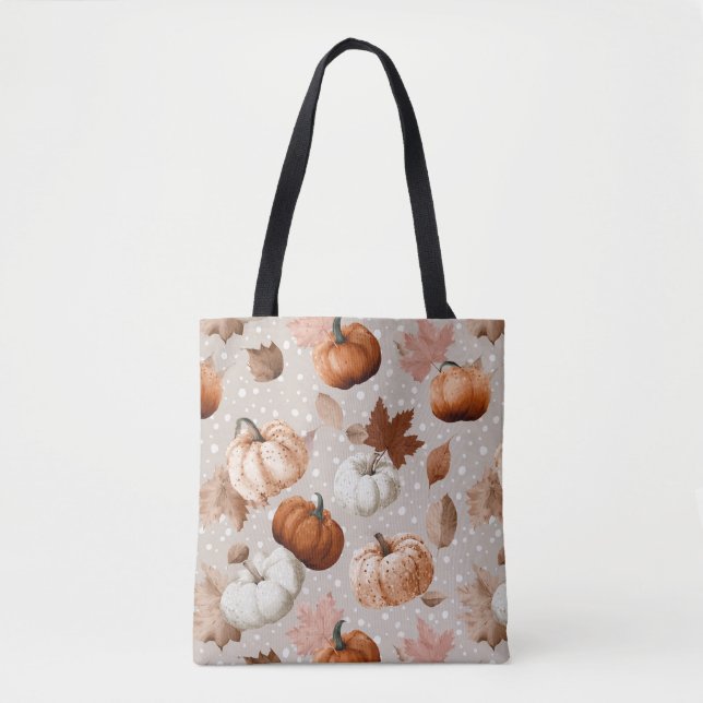 Rustic Autumn Pumpkins & Fall Leaves (2) Tote Bag (Front)
