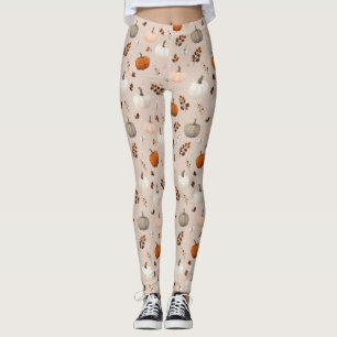 Rustic Autumn Pumpkins & Fall Leaves Leggings