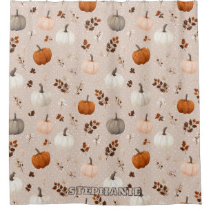 Rustic Autumn Pumpkins & Fall Leaves Shower Curtain
