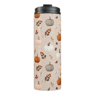 Rustic Autumn Pumpkins & Fall Leaves Thermal Tumbler