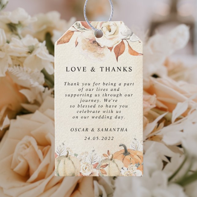 Rustic Autumn Pumpkins & Flowers  Gift Tags (Creator Uploaded)