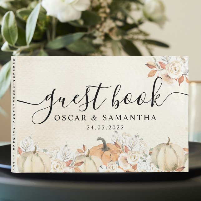 Rustic Autumn Pumpkins & Flowers  Guest Book (Creator Uploaded)