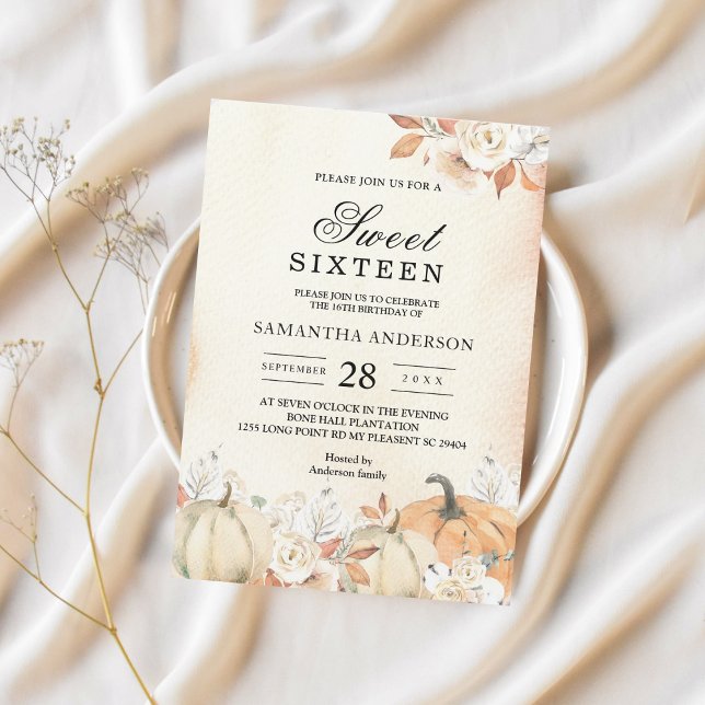Rustic Autumn Pumpkins & Flowers  Invitation (Creator Uploaded)