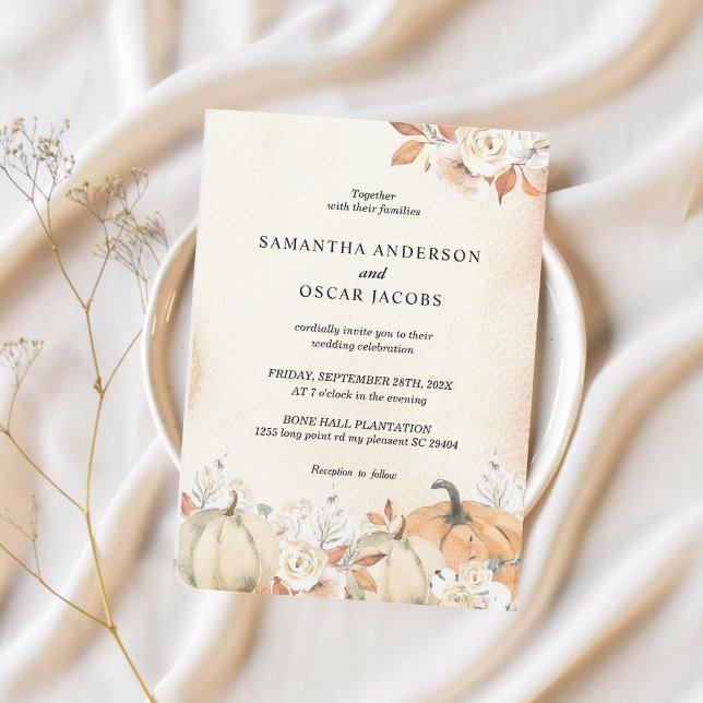 Rustic Autumn Pumpkins & Flowers  Invitation (Creator Uploaded)